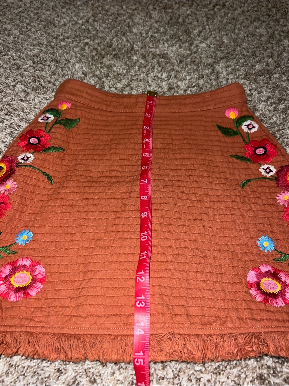 GB Gianni Bini Rust Embroidered Floral A-Line Skirt in Rust Orange Sz XS - Picture 6 of 11